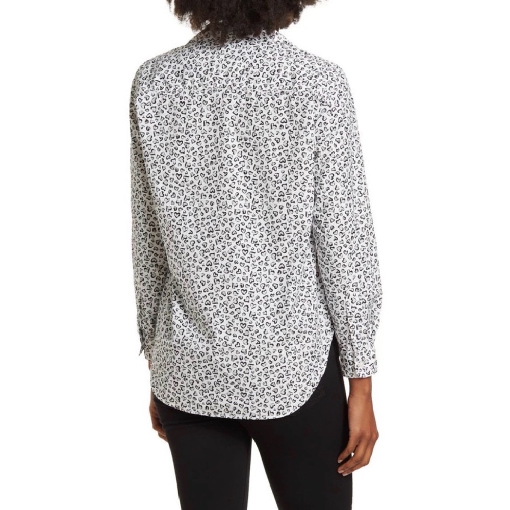 Frank & Eileen “Sylvio” Button down gray black and white cotton heart shirt | S - Picture 2 of 7